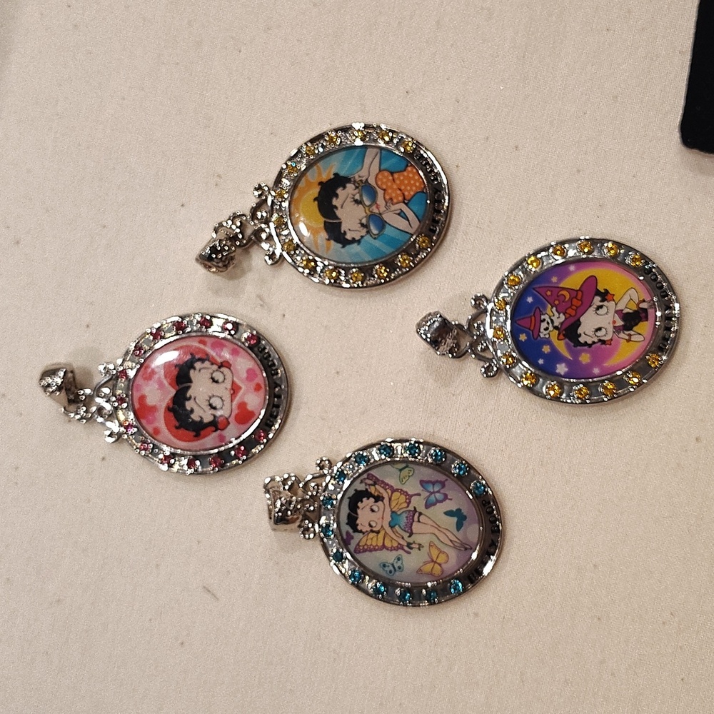 Betty Boop Charm Pendants Rhinestone Hearts Charms